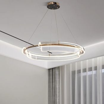 LED Pendant Light Circle Round Design Acrylic Metal Finish Adjustable 3000-5400K 1-Ring Luxurious Modern Style Dining Room Bedroom Pendant Lamps 110-220V 3 Colors Light Bulb Included
