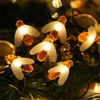 Elegant Wedding Party Reception 6.5M 30LED Solar Bee String Lights - 8 Function Waterproof Outdoor Fairy Lights for Garden, Lawn Decoration