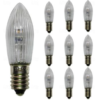E10 LED Light Bulbs Warm White 10-55V Suit 17V 34V 55V 0.2W for Candle Arch Light Arch Candle Fairy Lights Tapered Candle Top Candle 2700K 10Pcs