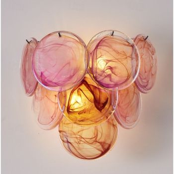 Pink Murano Glass Discs Wall Lamp