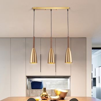 LED Pendant Light Gold Finish 3-Light 50cm Adjustable Pendant Light Fixture for Kitchen Island Dinning Room (Bulb Included)