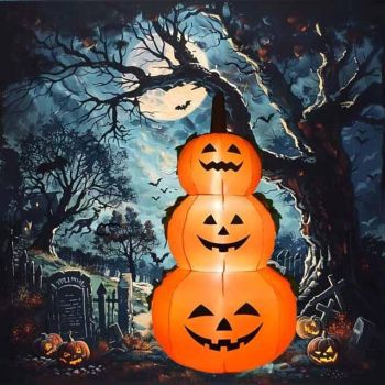 Halloween Decorations 6Ft Inflatable LED 3 Pumpkins Stack Light, Jack O Lantern Blow Up 3 Pumpkins, Outdoor Indoor Halloween Decorations