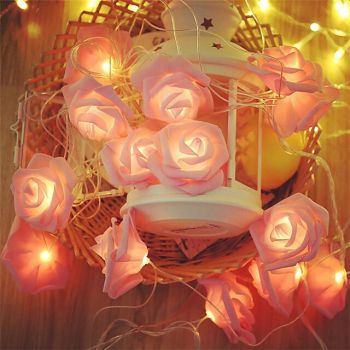 Rose Light String Flower Decorative Light 5M 20LED 9-Color Optional Simulation Outdoor Waterproof Power Supply 8-Mode Memory Control Garden Decorative Light Party Atmosphere Light EU  US  1 set