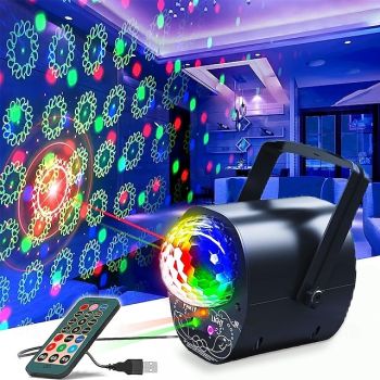 Disco Ball Light with Dynamic LED Stage & Strobe Lights - Sound Activated Party Lighting for DJ Club Bar Weddings Birthdays Halloween Christmas DJ Stage Light with Remote Control