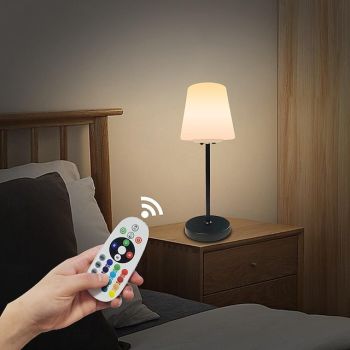 Solar Dimmable Table Lamp, Rechargeable Cordless Table Lamps , 3-Color Modes Portable Table Lamp for Living Room, Office, Restaurant and Patio