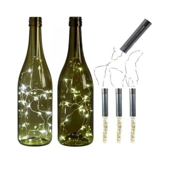 3pcs AA Battery String Lights Silver LED Wine Bottle Lights Battery Powered Cork Shape Glass Bottle Stopper Lamp Christmas Garlands Decor