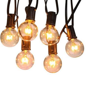 Elegant Wedding Reception Party Outdoor String Lights 7.62M 25ft G40 Bulbs Outdoor Wedding Decoration Backyard Bistro Patio Balcony Home Decoration 7W Globe Light String 220-240V