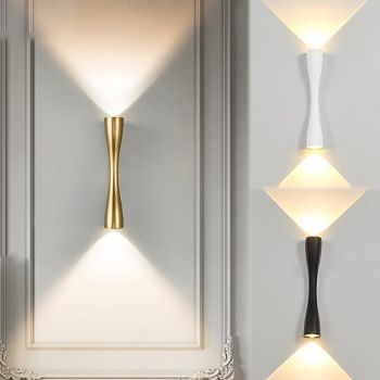 Outdoor Waterproof Wall Lamp 10W 15W LED Modern Porch and Terrace Wall Lamp Black Gold Wall Lamp Aluminum Material is Suitable for Living Room Bathroom and Corridor AC85-265V