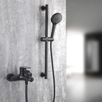 Stainless Steel Bathtub Faucet Traditional Matte Black Shower Faucet Ceramic Valve Included Painted Finishes Shower Mixer Taps with Cold/Hot Water Durable Bathtub Faucet