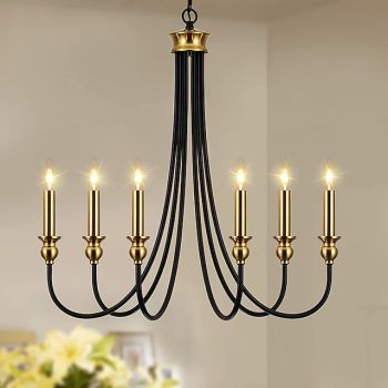 Candle Style Chandelier 6-Light 26" Simple Classic Traditional Pendant Light, Kitchen Island Ceiling Light Fixture for Entryway, Hallway, Dining Room Foyer