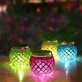 LED Solar Mosaic Glass Lamp Solar Ball Lamp Hollow Out Lamp Garden Lawn Decoration Outdoor Waterproof Landscape Lamp