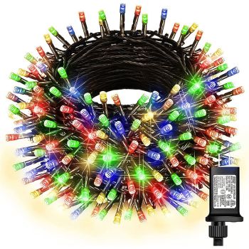Outdoor Christmas Tree Lights, Waterproof 10-100M LED Twinkle String Light with 8 Modes, Plug-in Xmas Fairy Lights, Christmas Window Green Wire Holiday Decoration