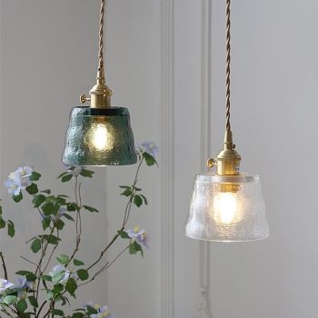 Mini Clear Glass Pendant Light with Switch Small Vintage Rustic Pendant Lamp Retro Farmhouse Pendant Light Fixture Decorative Pendant Lighting for Hallway Bedside Over Table