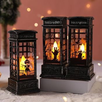 1 Pc Halloween Telephone Booth Electronic Candle Light Witch Pumpkin Ghost Hand Indoor Restaurant Bedroom Party Festival Atmosphere Decorative Light Warm Light