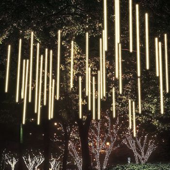 4 Packs Falling Rain Lights Meteor Shower Lights Christmas Lights 30cm 32 Tube 576 LEDs Falling Rain Drop Icicle String Lights for Christmas Trees Halloween Decoration Holiday Wedding