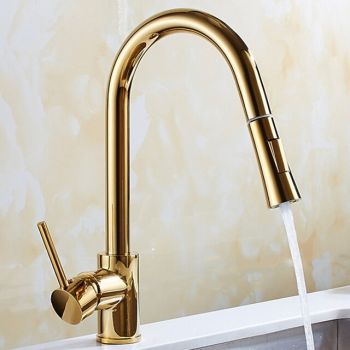 Kitchen Faucet - Single Handle One Hole Electroplated Pull-Out / Pull-Down / Tall / High Arc Free Standing Ordinary Kitchen Taps Pull Down Kitchen Faucets