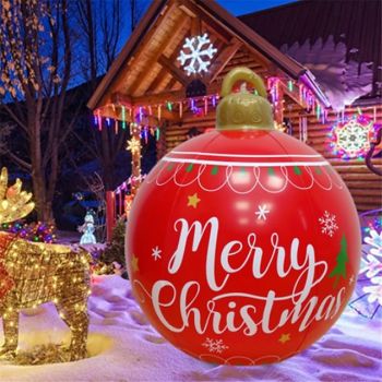 60cm Outdoor Christmas Inflatable Ball with Light, PVC Holiday Huge Large Christmas Ornaments Outdoor for Tree & Yard Decoration