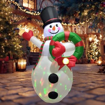 1 Pc 2.4M/8FT Christmas wreath snowman LED strip light inflatable air model color light indoor and outdoor courtyard lawn holiday atmosphere decoration light EU/US/UK/AU Plug
