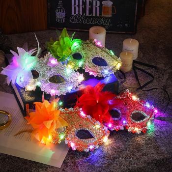 1 Pc 17 * 9CM Halloween Side Flower Princess Luminous Mask New Venice Lily Ball Half Face Mask Halloween Mask