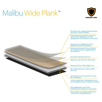 Malibu Wide Plank French Oak Fortuna 7.17 in. x 60 in. Rigid Core Luxury Vinyl Plank Flooring (23.88 sq. ft. / case)