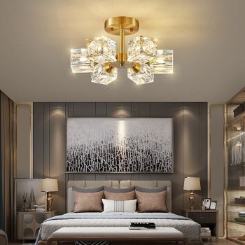 LED Ceiling Lights 3-Color Light Source 33cm 3/4/5/6-Light Semi Flush Mount Crystal Material Ceiling Plate Lighting Fixtures Luxury for Living room Dining room Study 110-240V