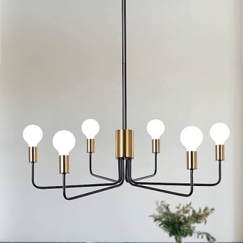 Farmhouse Chandelier for Living Room 6-Light 30" Rustic Industrial Pendant Ceiling Light fixture, Vintage Ceiling Hanging Lamp for Bedroom Hallway Kitchen Dining Room Foyer E26/E27 Socket