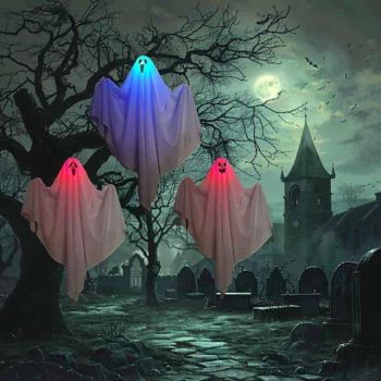 Glowing Ghost Halloween Decorations Outdoor LED Hanging Ghost for Trees Spooky Lighted Ghost Waterproof Hanging Decor Halloween Tree Decorations for Home Patio Yard Lawn Tree Party Supplies