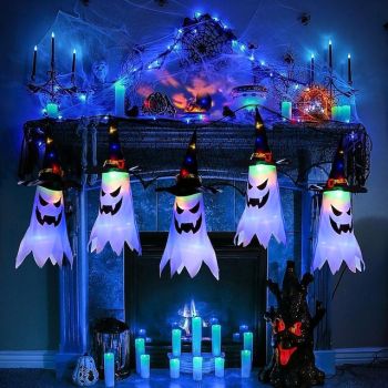 Halloween Decorations Hanging Lighted Ghosts Outdoor Indoor LED Night Lights for Patio Tree Garden Halloween Party Home Decor 1/2/4/8PCS