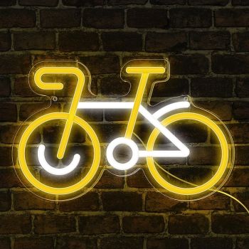Minimalistic Bicycle Neon Sign, Bike Neon Sign Light 5V USB Powered for Home Décor, Living Room A Cyclist, Home Decoration, Side Table Statue Decor, Bicycle Art Wall Decor