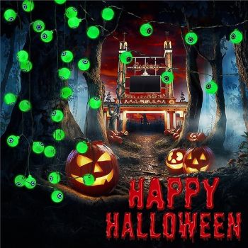 Halloween Eyeball Atmosphere Led String Lights 3M 20Leds Halloween Decoration Green Lights AA Battery Power For Party Horror Lighting