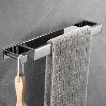 Towel Racks with Hook for Bathroom,Self-Adhesive Towel Bar Wall Mounted SUS304 Stainless Steel No Drill Towel Holders for Toilet Bathroom,Kitchen(Black/Chrome/Brushed Nickel)40cmBath Hardware