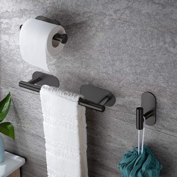 Towel Bar / Toilet Paper Holder / Robe Hook New Design / Self-adhesive / Creative Contemporary / Modern Stainless Steel / Low-carbon Steel / Metal 4pcs / 3pcs / 1pc - Bathroom Wall Mounted
