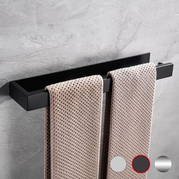 Towel Bar,Self Adhesive Wall Mounted 304 Stainless Steel Single Bar Matte Black Silvery Bathroom & Kitchen Decoration Bath Hardware