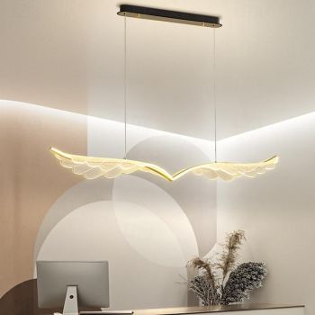LED Pendant Light Angel Wings 1-Light 120 cm Acrylic Feather Electroplated Artistic Nordic Style Cafes Dining Room 110-240V ONLY DIMMABLE WITH REMOTE CONTROL