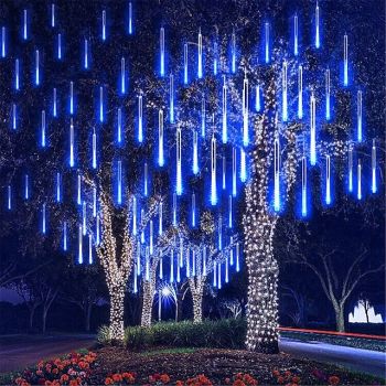 4 Pack Meteor Shower Rain String Lights 50cm Outdoor Christmas Lights Outdoor Decorations 100-240V 32 Tubes 960LED String Lights Waterproof for Christmas Wedding Party Christmas Trees Holiday Wedding