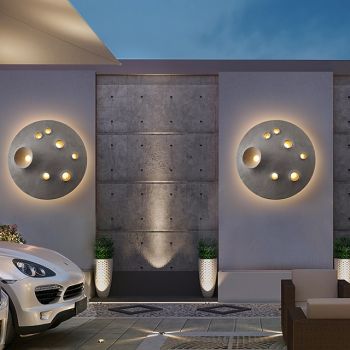 Cement Wall Sconce Lighting Outdoor Indoor Moon Surface Shape Design Children's Room Nightlight Waterproof IP65 Decor Wall Sconce Lamp for Bedroom Living Room Hotel Villa