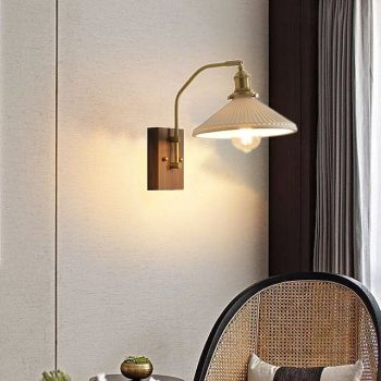 Vintage Wall Light Walnut Wall Mount Single Light White Ceramic Reading Light Wall Mount Copper Headboard Lamp E27 85-265V