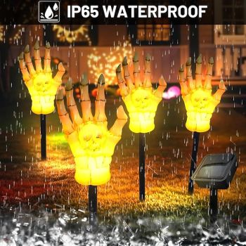 4 In 1 Outdoor Solar Simulation Skull Palm Insertion Light Courtyard Garden Path Party Horror and Weird Decorative Light Landscape Light