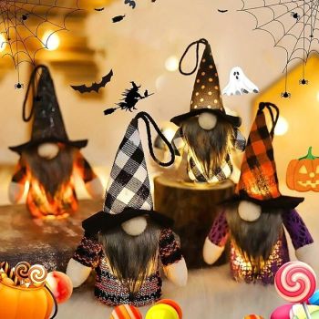 Halloween Decorations LED Pendant Dwarf Forest Man Doll Light for Halloween Festive Atmosphere Layout Props