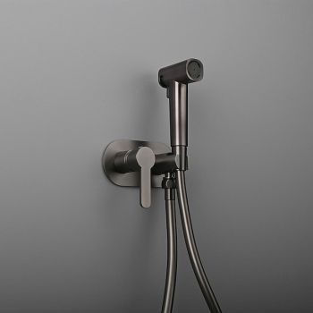 Brushed Grey Bidet Sprayer set wall Bidet shower Hot And Cold bidet Bathroom Solid Brass Shattaf Shower Faucet mixer tap Hygienic Wash