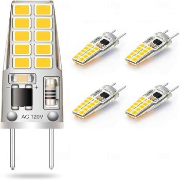 G8 Bi-pin Base LED Light 110V 3W - White/Warm White Corn Bulb for Chandelier, Crystal Lamp, & Cabinet 1/5pcs)