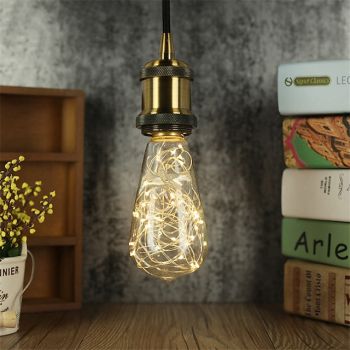 LED Fairy String Night Light Bulb T64 E26 Warm White Edison Screw Flash Starry Decorative Wire Light for Christmas Festival Non-dimmable