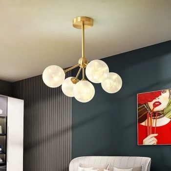43cm LED Pendant Light Modern Nordic Globe Desgin Living Room Bedroom Flush Mount Lights Copper Brass 110-120V 220-240V