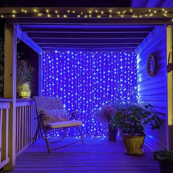 1PC 3x3M IP44 Waterfall Curtain LED Fairy String Light, Meteor Shower Rain Lights for Christmas, Window, Colorful Icicle Decor Lighting with EU/US Plug AC110V-240V