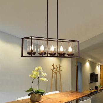 Farmhouse Rectangle Chandeliers Liner Design 5-Light for Dining Room Light Fixture Over Table Verona 5-Light Fixtures Modern Linear Chandelier Island Lights for Kitchen Lighting 110-265V