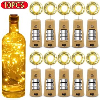 Elegant Wedding Reception Party 30pcs/10pcs LED Wine Bottle String Lights with Cork, 1m/2m 20 LEDs, Battery-Powered  Bottle Lights for Party Wedding Christmas Halloween Bar Decor Lamp