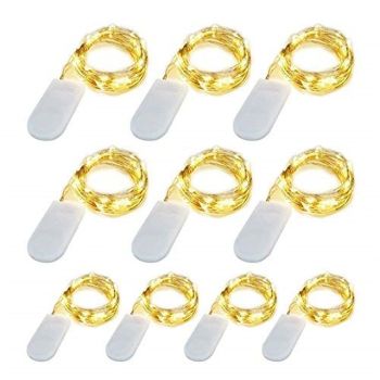 Elegant Wedding Reception Party 10Packs LED Fairy String Lights 1M 10LEDs Christmas Silver Copper Wire Light for Christmas Wedding Bedroom Decoration Party Holiday Gift