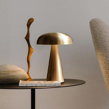 8" Mushroom Shaped Cordless Table Lamp Metal Rechargeable Touch Dimming Type-C Indoor Bedroom Living Room Dining Room Atmosphere Desk Lamp