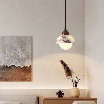 Hanging Lamp Natural Stone Hanging Lights Japanese Style Wood Pendant Lamp Bedroom Bedside Table Pendant Light Modern Design Adjustable Living Room Dining Room Kitchen