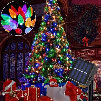 Solar Powered Fairy Crystal Strawberry String Lights, 5M 20 LEDs Multicolor Outdoor & Indoor Decor for Holidays, Parties, Christmas Tree, New Year Lighting